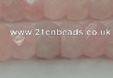 CRQ686 15.5 inches 8*14mm faceted rondelle rose quartz beads