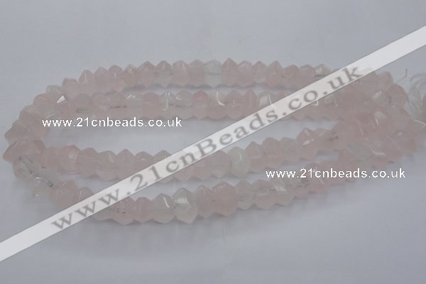 CRQ703 15.5 inches 8*12mm - 10*14mm faceted nuggets rose quartz beads