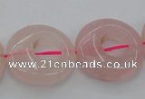 CRQ710 15.5 inches 25mm flat round rose quartz beads