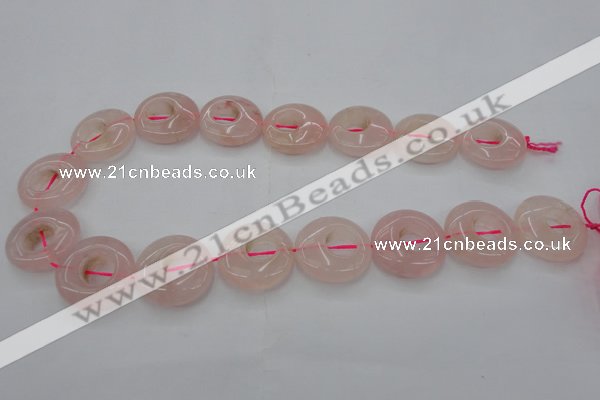 CRQ710 15.5 inches 25mm flat round rose quartz beads