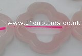 CRQ712 15.5 inches 38mm carved flower rose quartz beads