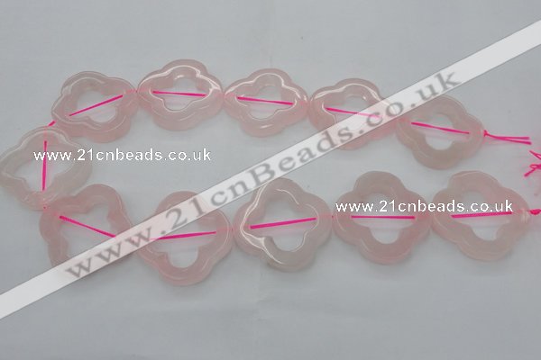 CRQ712 15.5 inches 38mm carved flower rose quartz beads