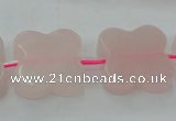 CRQ714 15.5 inches 20*20mm carved flower rose quartz beads