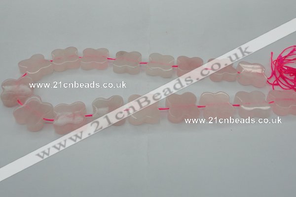 CRQ714 15.5 inches 20*20mm carved flower rose quartz beads