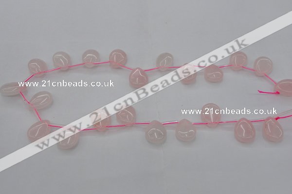 CRQ718 Top drilled 13*18mm flat teardrop rose quartz beads