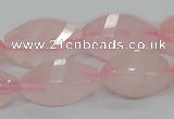 CRQ72 15.5 inches 12*24mm twisted rice natural rose quartz beads