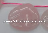 CRQ725 Top drilled 35*35mm flat teardrop rose quartz beads