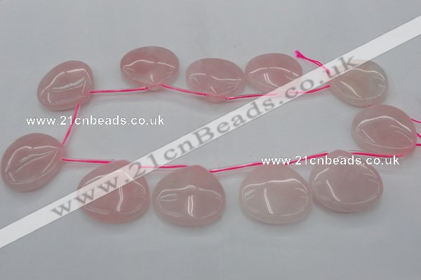 CRQ725 Top drilled 35*35mm flat teardrop rose quartz beads