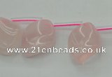CRQ732 Top drilled 15*20mm twisted marquise rose quartz beads