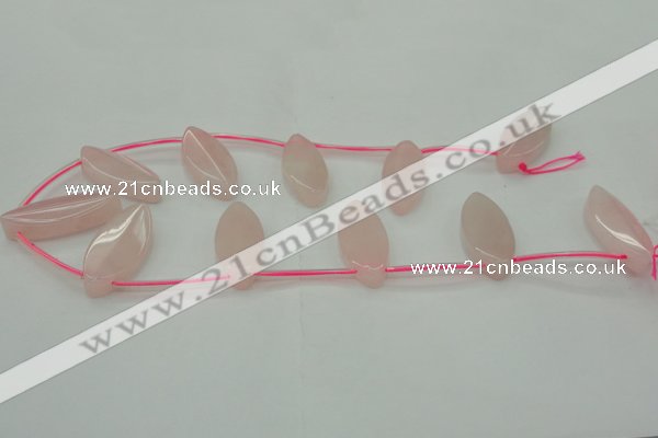 CRQ738 Top drilled 15*35mm marquise rose quartz beads