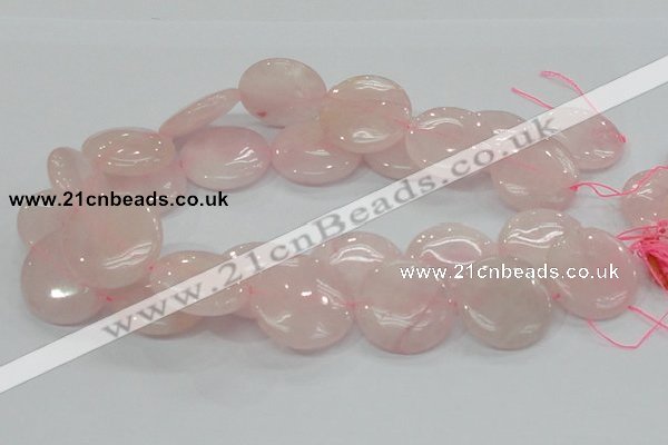 CRQ74 15.5 inches 30mm flat round natural rose quartz beads