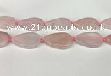 CRQ757 15.5 inches 25*40mm flat teardrop rose quartz beads