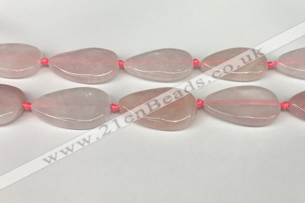 CRQ757 15.5 inches 25*40mm flat teardrop rose quartz beads