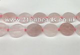 CRQ761 15.5 inches 30mm flat round rose quartz beads