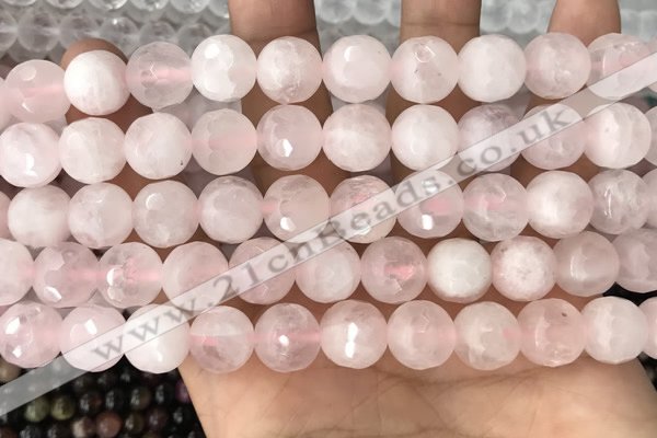 CRQ770 15.5 inches 8mm faceted round rose quartz beads