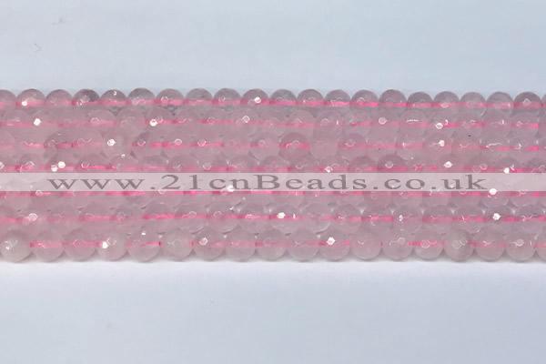 CRQ796 15.5 inches 6mm faceted round rose quartz gemstone beads