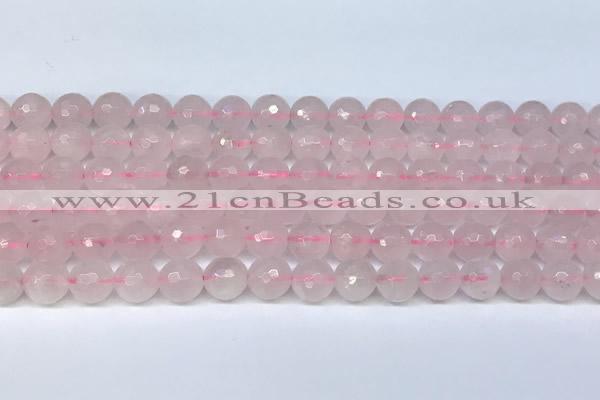 CRQ797 15.5 inches 8mm faceted round rose quartz gemstone beads