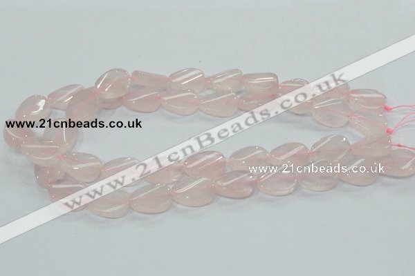 CRQ80 15.5 inches 15*20mm twisted oval natural rose quartz beads