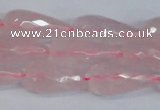 CRQ810 15.5 inches 12*25mm faceted teardrop rose quartz beads