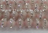 CRQ820 15.5 inches 6mm round rose quartz with rhinestone beads