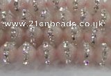 CRQ820 15.5 inches 6mm round rose quartz with rhinestone beads