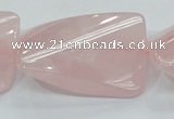 CRQ84 15.5 inches 30*40mm twisted rectangle natural rose quartz beads
