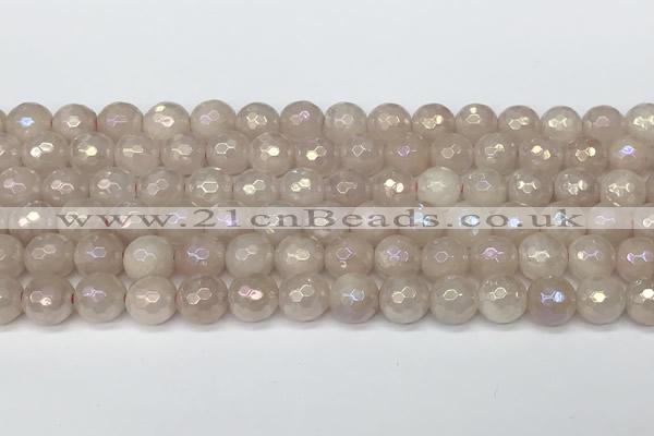 CRQ866 15 inches 8mm faceted round AB-color rose quartz beads