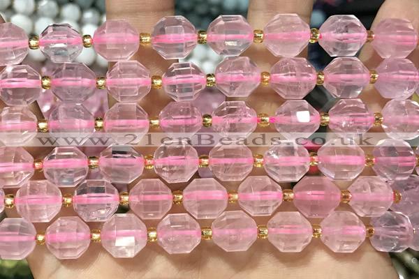 CRQ870 15 inches 9*10mm faceted rose quartz beads wholesale