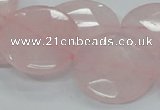 CRQ97 15.5 inches 25mm faceted flat round natural rose quartz beads