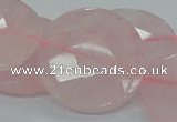 CRQ98 15.5 inches 35mm faceted flat round natural rose quartz beads