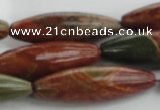 CRS102 15.5 inches 12*40mm rice rainbow jasper stone beads