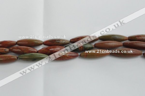 CRS102 15.5 inches 12*40mm rice rainbow jasper stone beads