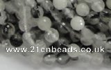 CRU01 15.5 inches 6mm faceted round black rutilated quartz beads