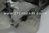 CRU10 15.5 inches 30*30mm faceted diamond black rutilated quartz beads