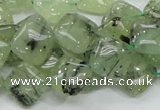 CRU103 15.5 inches 12*12mm diamond green rutilated quartz beads