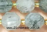 CRU1035 15 inches 9*10mm faceted green rutilated quartz beads wholesale