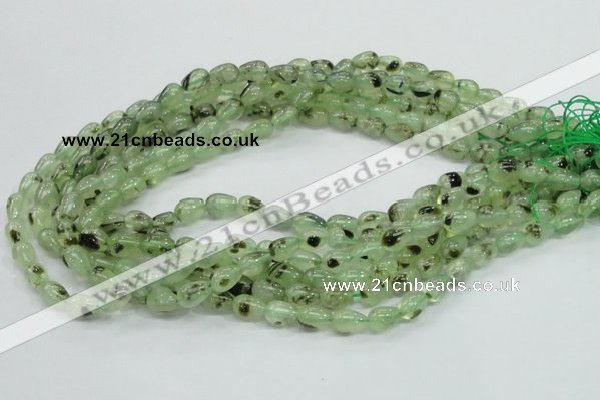 CRU104 15.5 inches 7*10mm teardrop green rutilated quartz beads