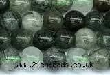 CRU1041 15 inches 6mm round green rutilated quartz beads