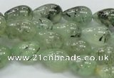 CRU105 15.5 inches 10*14mm teardrop green rutilated quartz beads