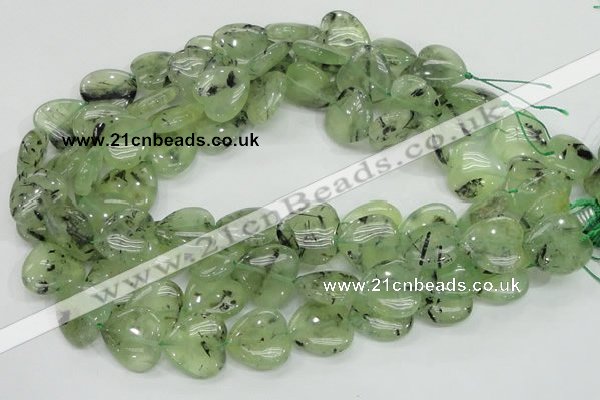 CRU108 15.5 inches 20*20mm heart green rutilated quartz beads