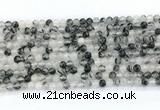 CRU1080 15.5 inches 4mm round black rutilated quartz gemstone beads