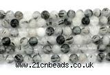 CRU1083 15.5 inches 10mm round black rutilated quartz gemstone beads