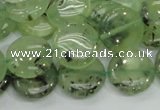 CRU110 15.5 inches 16mm flat round green rutilated quartz beads