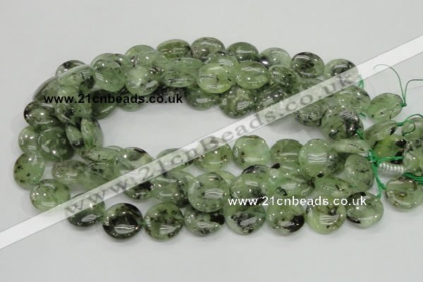 CRU111 15.5 inches 20mm flat round green rutilated quartz beads