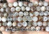 CRU1138 15 inches 8mm round black gold rutilated quartz beads