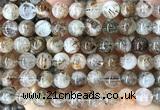 CRU1139 15 inches 10mm round black gold rutilated quartz beads