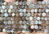 CRU1142 15 inches 6mm round black gold rutilated quartz beads