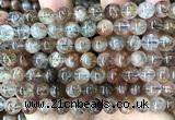 CRU1143 15 inches 8mm round black gold rutilated quartz beads