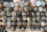 CRU1144 15 inches 10mm round black gold rutilated quartz beads