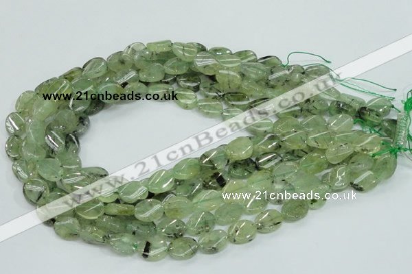 CRU122 15.5 inches 10*14mm twisted oval green rutilated quartz beads